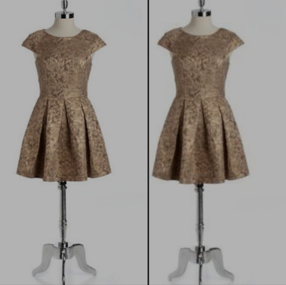 French Connection Blousy Bloom Gold Jacquard Dress‎ Size 4 - Picture 10 of 10